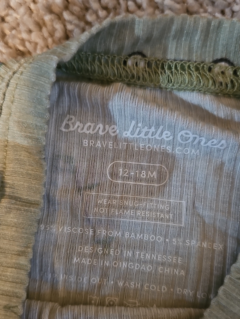 NWOT Brave Little Ones Ribbed Bamboo Pajama Set Lawn Mower Green 12 To 18 Months - Picture 3 of 3